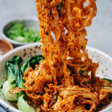 Stretching biang biang noodle
