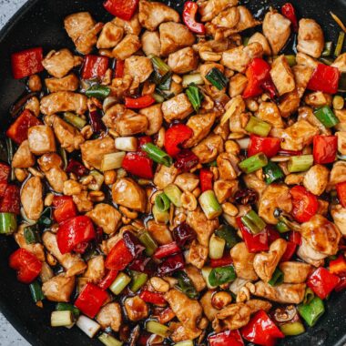 Kung pao chicken in a pan