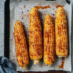 Make perfectly charred and flavorful corn on the cob with this easy air fryer recipe. Enjoy a quicker version of this classic summer side dish with a bold flavor using this recipe! {Vegan, Gluten-Free}