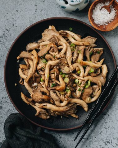 Homemade oyster mushroom stir fry