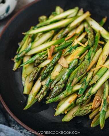 Asparagus stir fry close up