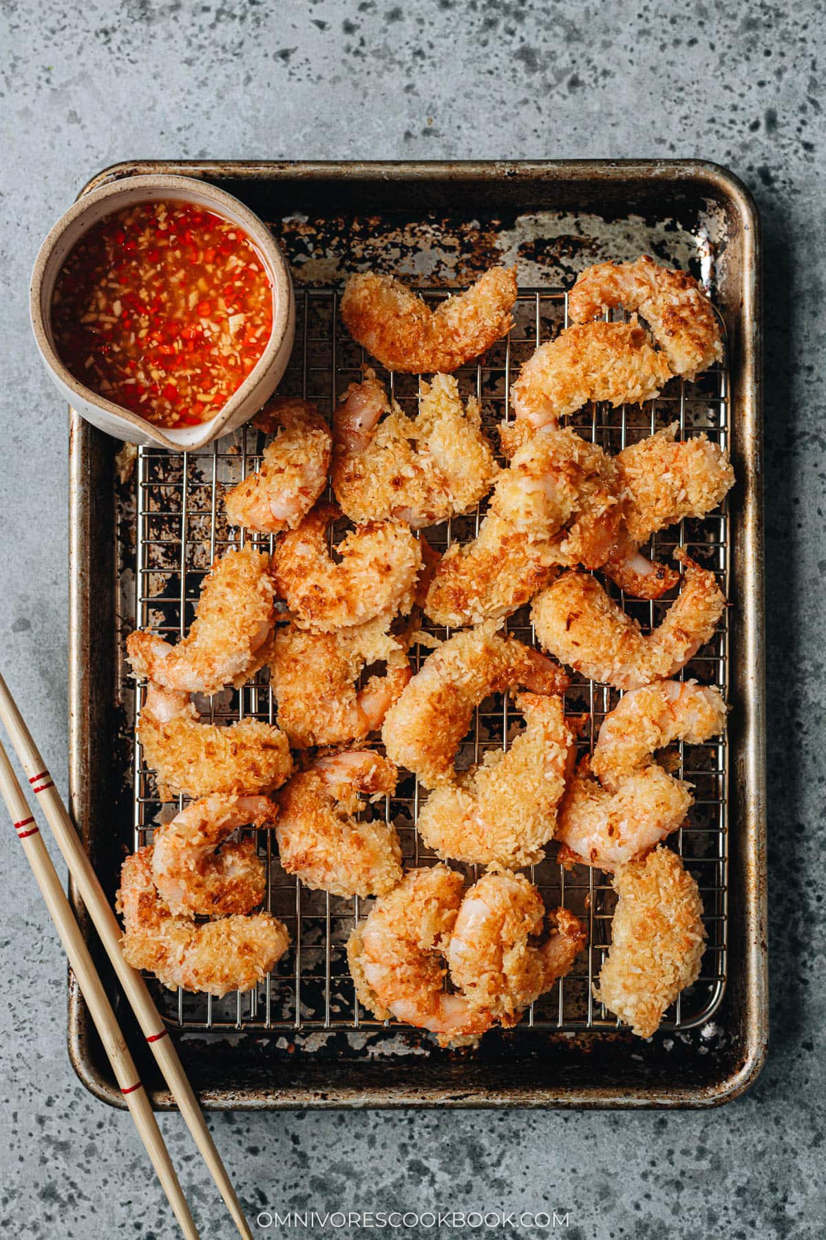 Homemade coconut shrimp served with dipping sauce