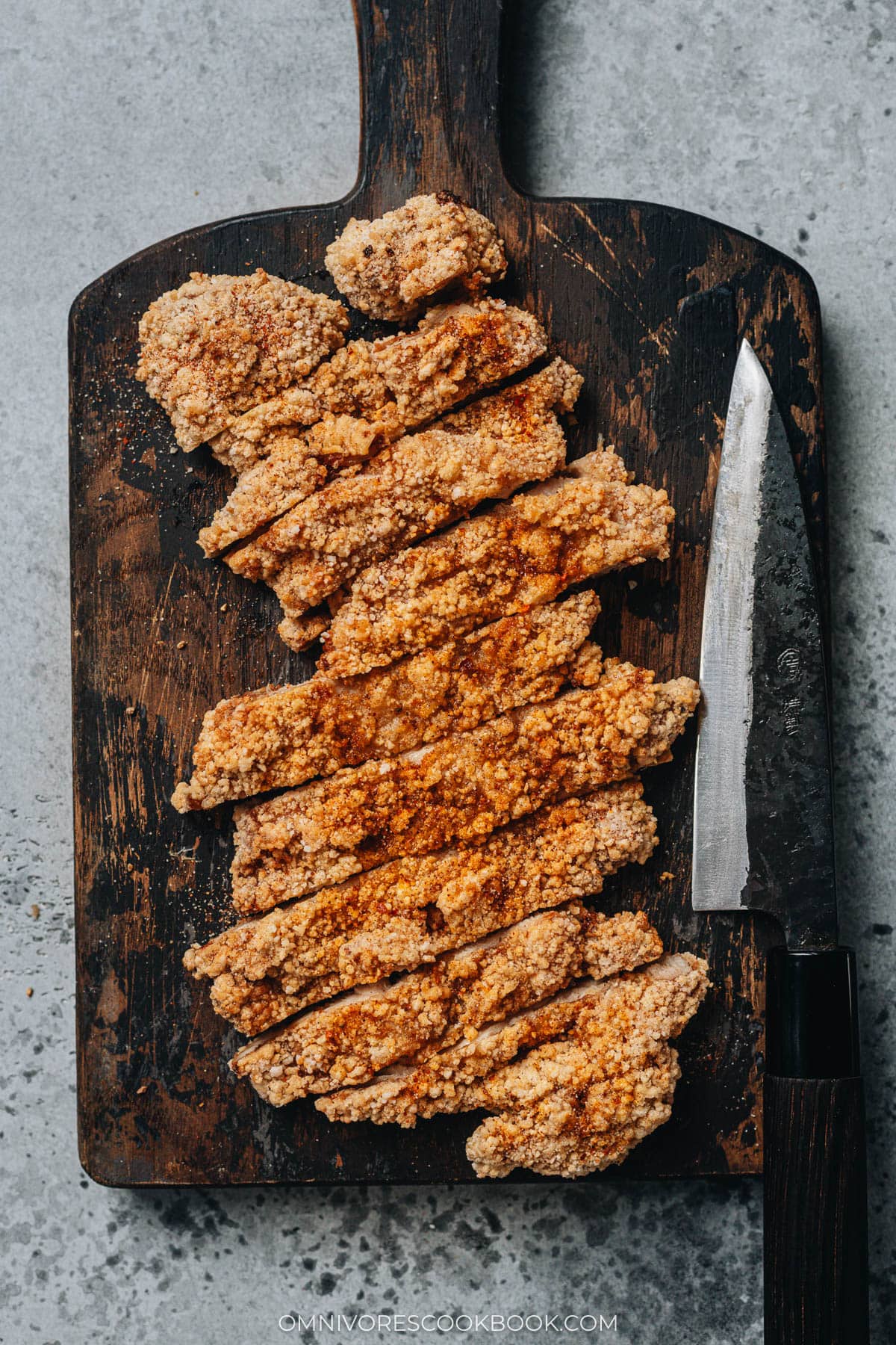 Taiwanese fried chicken on a cutting board
