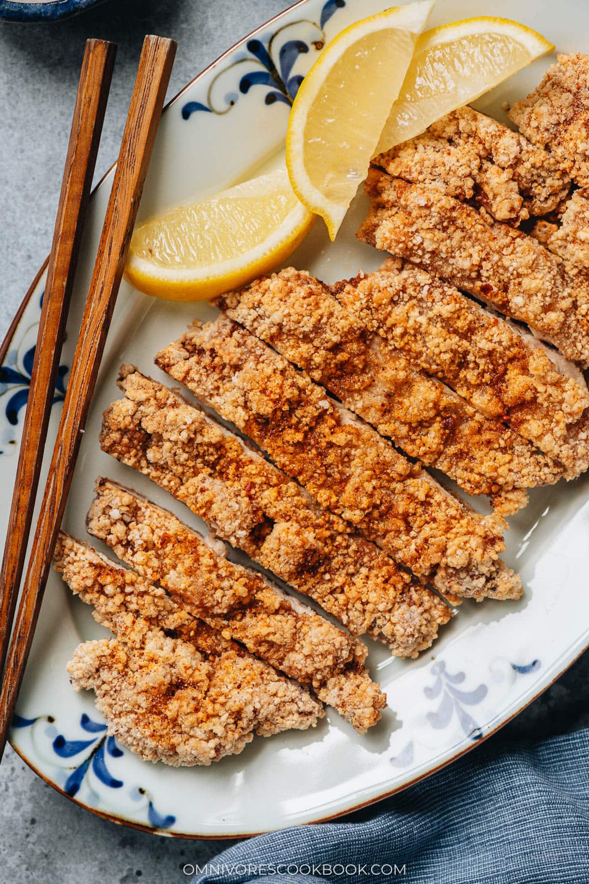 Taiwanese fried chicken served on a plate close up