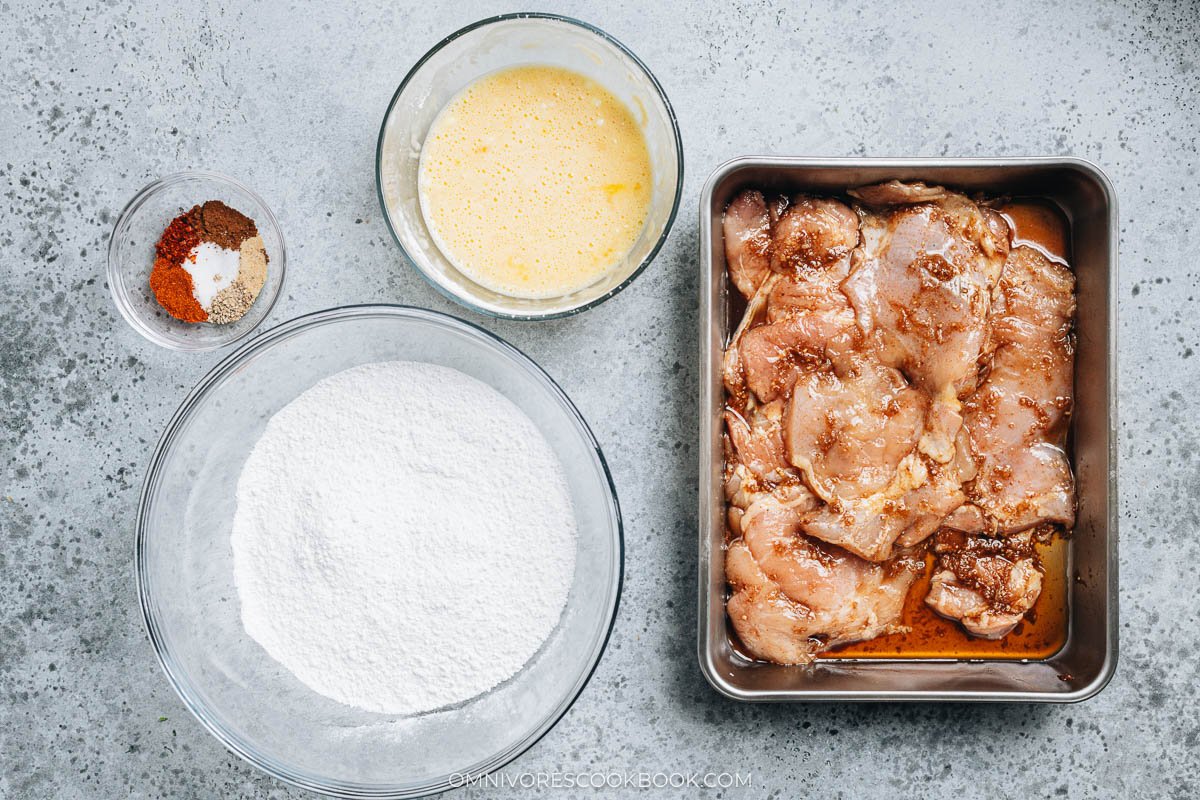Ingredients for Taiwanese fried chicken breading
