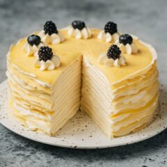 Make this lemon creme crepe cake for a stunning presentation with thin and airy crepes and a tangy zesty lemon curd filling. Whether you're celebrating a special occasion or simply craving something refreshing and elegant, this crepe cake is sure to impress.