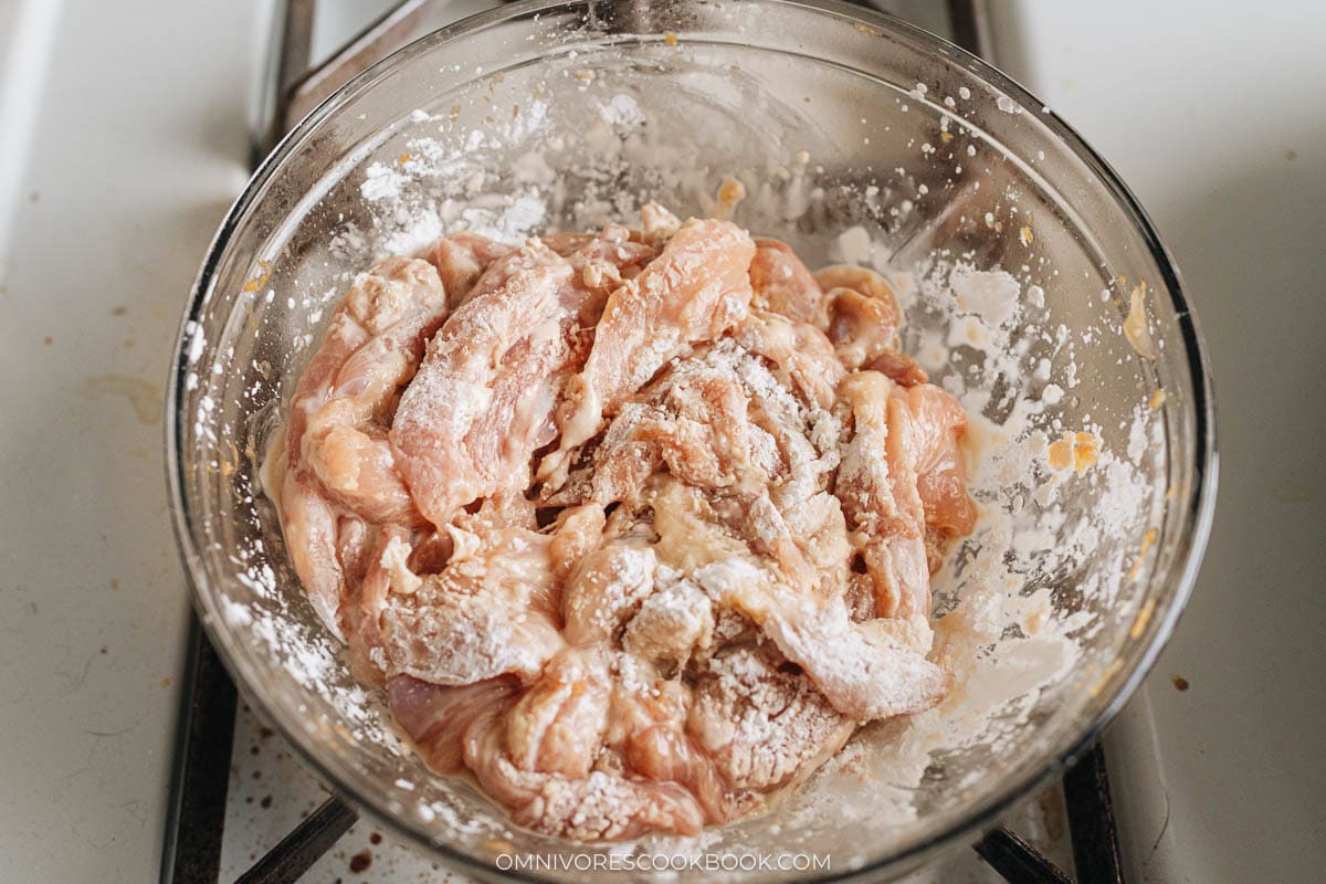 Mixing with cornstarch before cooking