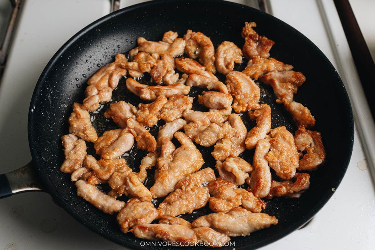 Pan fry the chicken pieces