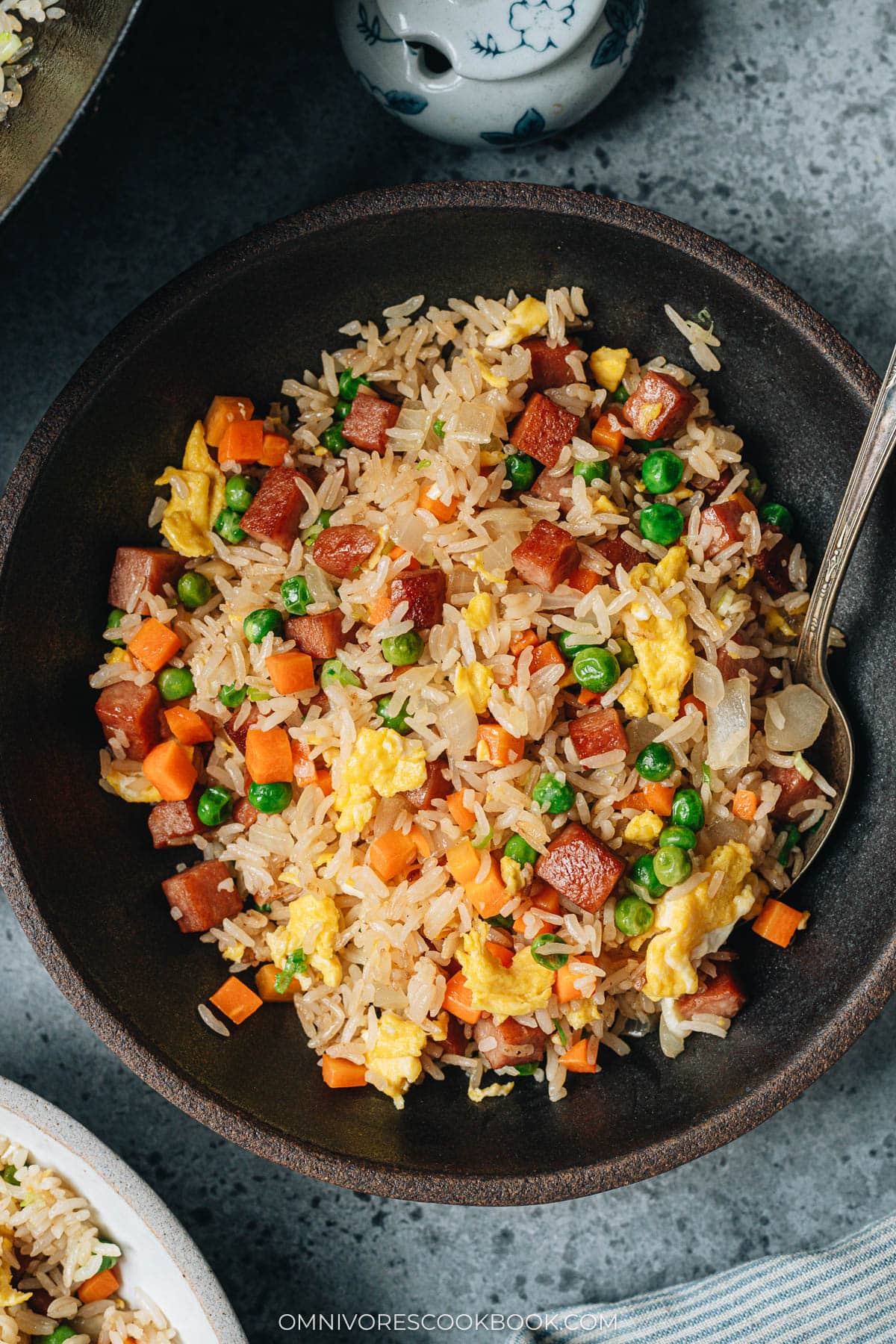 Homemade Spam fried rice close up