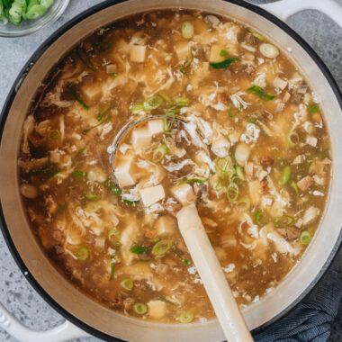 Homemade west lake beef soup in a pot