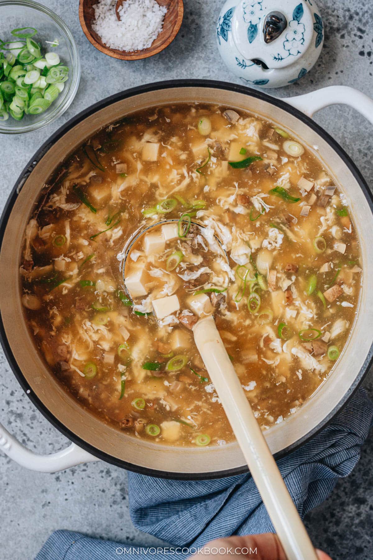 Homemade west lake beef soup in a pot
