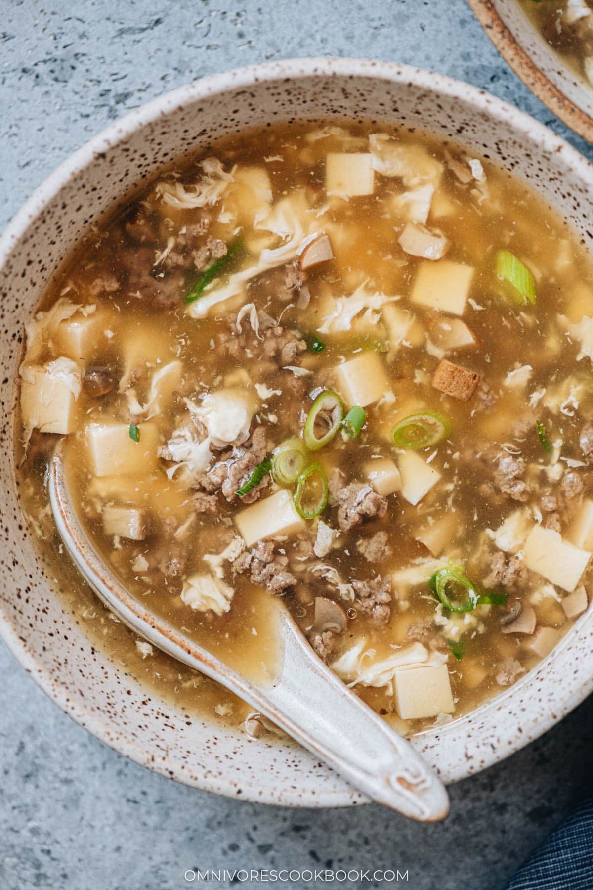 West Lake beef soup served in a bowl close up