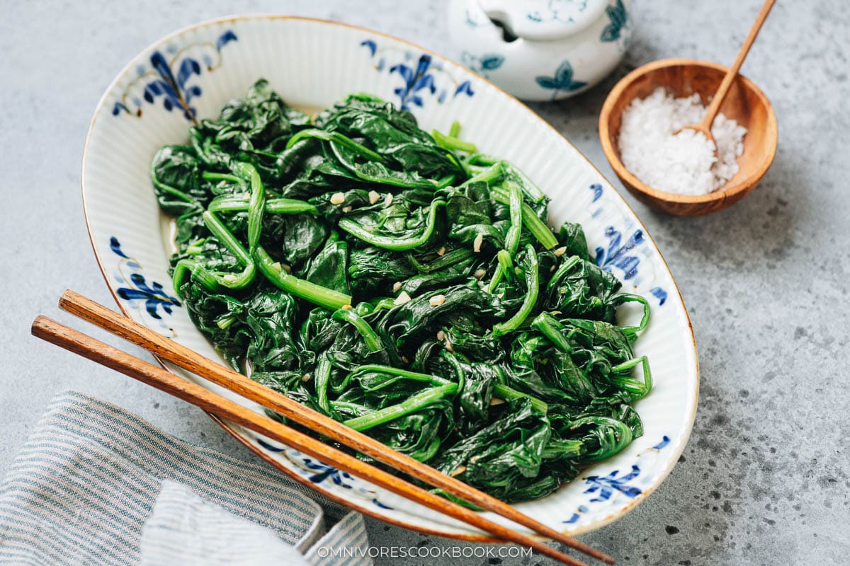 Sauteed spinach on a plate